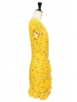 Robe portefeuille manche courtes décolleté V fleurie jaune et bleu Taille 36