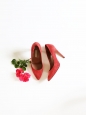 Pointed toe coral red pink suede leather pumps Retail price €280 Size 37