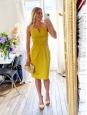 Saffron yellow silk strapless cocktail dress Retail price €2300 Size XS