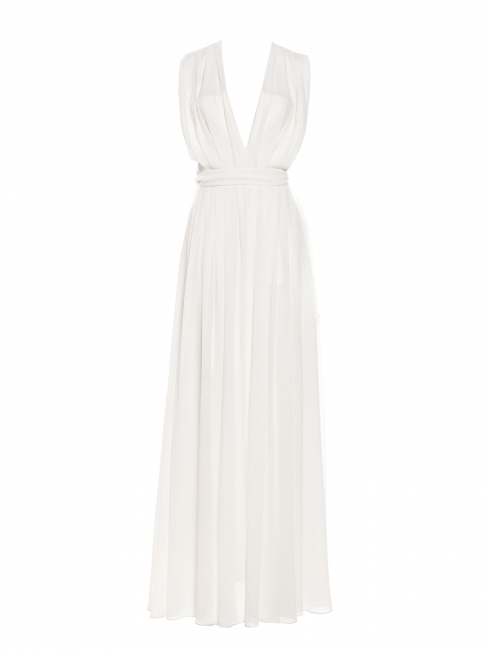 Deep V maxi dress in white pleated crepe Retail price €630 Size XS