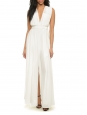 Robe longue décolleté V en crêpe plissé blanc Prix boutique 630€ Taille XS