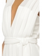 Robe longue décolleté V en crêpe plissé blanc Prix boutique 630€ Taille XS