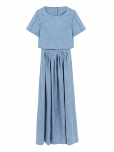 Robe longue manches courtes en chambray bleu paloma Prix boutique $1150 Taille 36