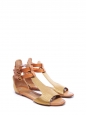 Copper gold embossed leather flat sandals Retail price €480 Size 40.5