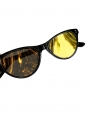 Lunettes de soleil Norma Jeanne monture papillon noire verres miroirs jaune doré NEUVES Prix boutique 350€