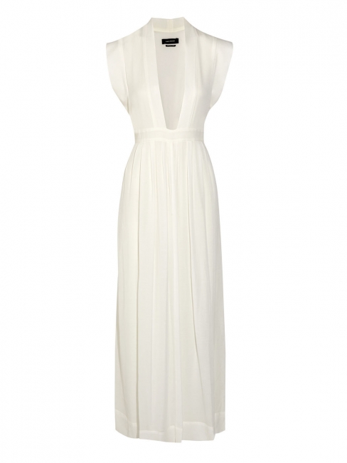 Sachi white voile maxi dress with plunging neckline Retail price €920 Size 36
