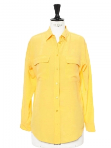 Chemise manches longues Signature en soie jaune Px boutique 220€ Taille 36