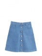 Ultra blue denim buttoned skirt Retail price $850 Size 36