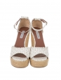 Harp white flower perforated leather wedge sandals Retail price $585 Size 38.5