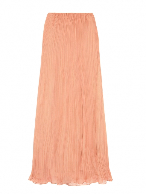 Beige pink plissé-chiffon maxi skirt Retail price €1500 Size 36 to 38