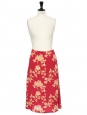 Light yellow and strawberry red fluid midi skirt Size 36