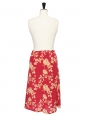 Light yellow and strawberry red fluid midi skirt Size 36