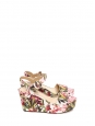 Pink and green floral print canvas BIANCA wedge sandals Retail price €575 Size 40