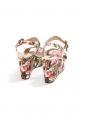 Pink and green floral print canvas BIANCA wedge sandals Retail price €575 Size 40