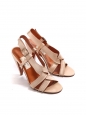 Light pink satin heel sandals with crossed straps Retail price €650 Size 40