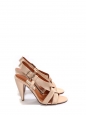 Light pink satin heel sandals with crossed straps Retail price €650 Size 40