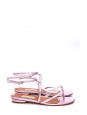 Sandales plates tong bride cheville en cuir métallisé rose poudre Px boutique 550€ Taille 37,5