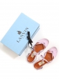 Pink metallic leather t-bar thong flat sandals Retail price €550 Size 37.5