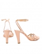 Beige pink leather ankle strap heel sandals Size 40,5