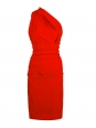 Robe de cocktail PLAZA asymétrique dos nu en crêpe stretch rouge Px boutique 1150€ Taille XS