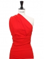Robe de cocktail PLAZA asymétrique dos nu en crêpe stretch rouge Px boutique 1150€ Taille 34