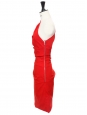 Robe de cocktail PLAZA asymétrique dos nu en crêpe stretch rouge Px boutique 1150€ Taille 34