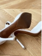 ALHAMBRA pointy toe stiletto heel ankle strap white leather pumps Retail price $695 Size 37.5