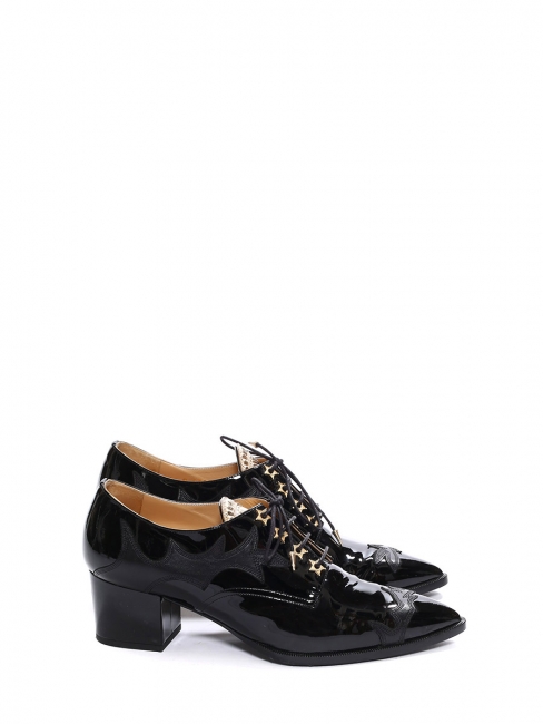 Paris-Dallas black patent leather and gold star lace up boots Retail price €1500 Size 40.5