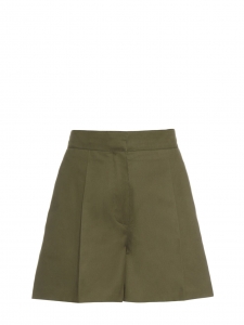 Khaki green cotton gabardine high waist shorts Retail price €490 Size XS