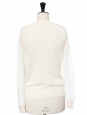 Ivory white wool round neck sweater with lace sleeves and back Retail price €690 Size XS