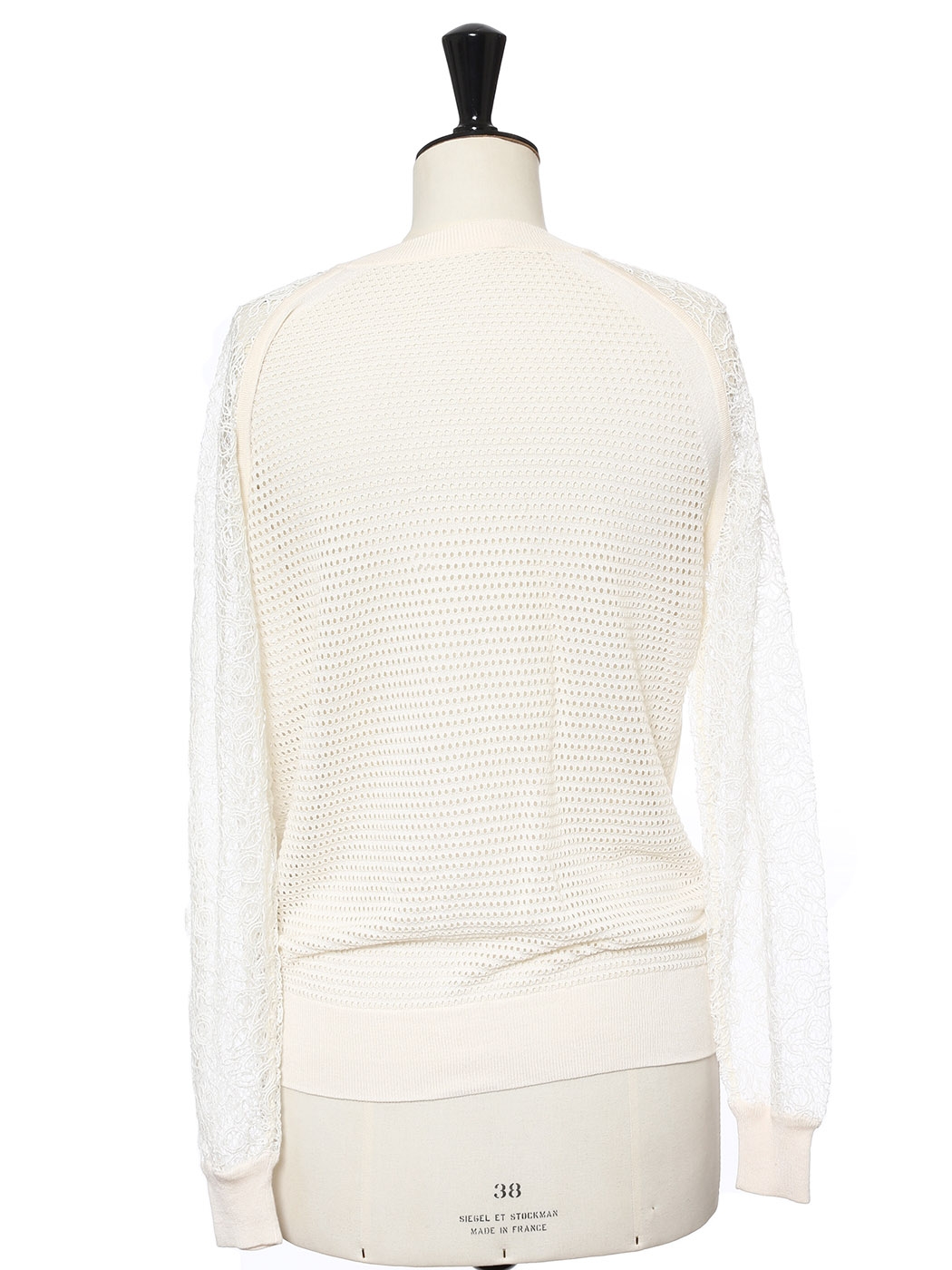 Boutique CHLOE Cream white wool and cashmere V neck sweater with 
