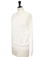 Ivory white wool round neck sweater with lace sleeves and back Retail price €690 Size XS