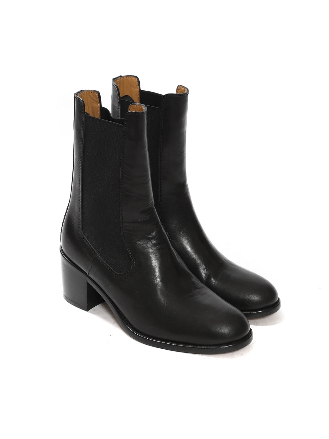 Louise Paris - APC Paris NICOLE black leather low heel chelsea boots ...