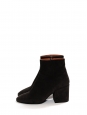 Black suede leather and block heel ankle boots Retail price €630 Size 38