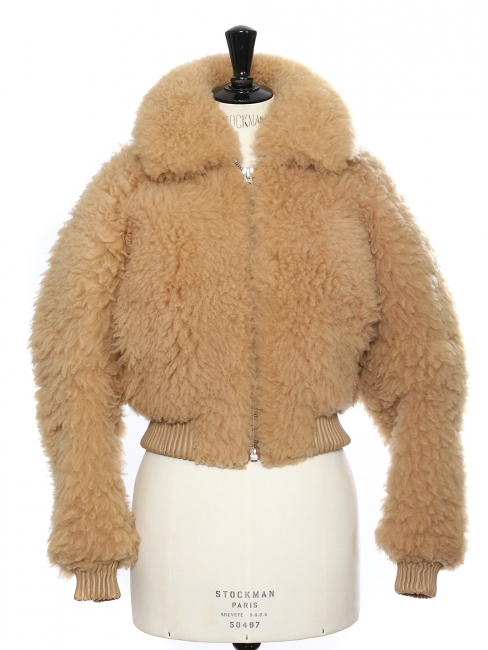 Veste shearling jacket LINNE TEDDY BEAR en mouton camel Prix boutique 2322€ Taille 36