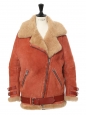 VELOCITE Sienna brown and camel beige shearling jacket Retail price €2400 Size 34 to 38