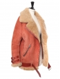 VELOCITE Sienna brown and camel beige shearling jacket Retail price €2400 Size 34 to 38