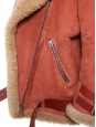 VELOCITE Sienna brown and camel beige shearling jacket Retail price €2400 Size 34 to 38