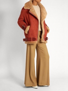Manteau shearling VELOCITE en laine retournée beige camel et terracotta Prix boutique 2300€ Taille 34 à 38