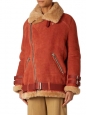VELOCITE Sienna brown and camel beige shearling jacket Retail price €2400 Size 34 to 38