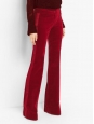 Pantalon CLARET taille haute évasé en velours rouge et bande satin Prix boutique 145€ Taille US 6