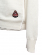 Ivory white fine wool knit crew neck sweater Size L