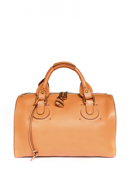 Camel brown leather AURORE duffle bag Retail price $1800