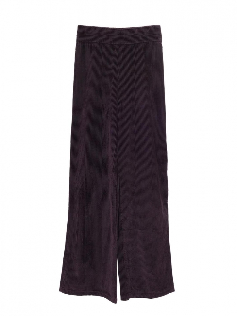 Pantalon taille haute évasée en velours côtelé violet prune Prix boutique 590€ Taille XS