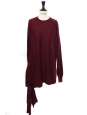 Robe mi-longue drapée en laine rouge bordeaux col rond noeud côté Prix boutique 1100€ Taille S