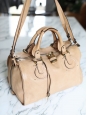 Beige pink leather AURORE duffle bag Retail price $1800