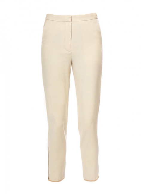 Pantalon en crêpe crème écru avec zip doré aux chevilles Px boutique 1150€ Taille 34