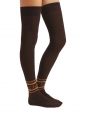 Intarsia brown and orange cotton-blend over-the-knee socks Retail price $150