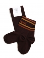Intarsia brown and orange cotton-blend over-the-knee socks Retail price $150