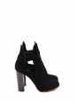 Black suede low boots with wooden heels Retail price €900 Size 39